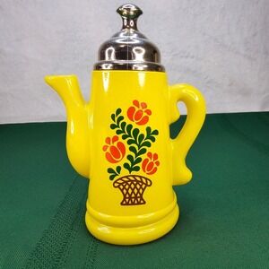 Vintage Avon‎ Koffee Klatch Lemon Velvet Bath Foam Teapot Empty Container Decor